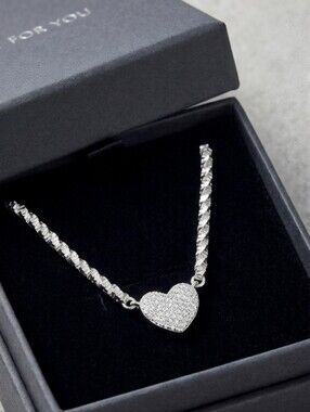 Dazzling Silver Heart Necklace